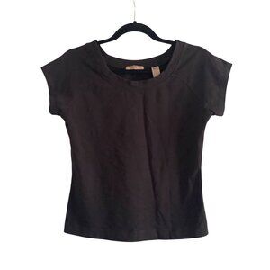 i.e. Top Black SS Fitted Round Neck Woman M